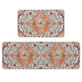 Artoid Mode orange flowers Bohemia kitchen mat main view enhances color and floor protection.