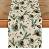 Artoid Mode Pine Cone Leaves Stars table runner for festive settings and surface protection.