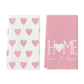 Artoid Mode Pink Heart Love Dish Towels close-up showing soft, durable fibers.