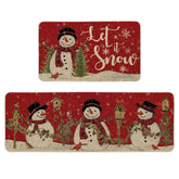 Artoid Mode Red Let It Snow snowman kitchen mat 17x29 adds seasonal charm and floor protection.