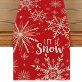 Artoid Mode red snowflake let it snow table runner enhances holiday tables and protects surfaces.