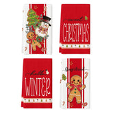 Artoid Mode red snowman gingerbread dish towel ideal for festive kitchen drying