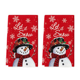 Artoid Mode red snowman Let It Snow towel with festive pattern for holiday drying tasks.