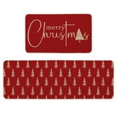 Artoid Mode red Xmas tree kitchen mat—front view, festive decor and floor protection.