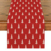 Artoid Mode red Xmas Tree table runner front view enhances festive charm while protecting surfaces.