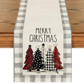 Artoid Mode Waterclor Grey Buffalo Plaid table runner front view enhances festive dining ambiance