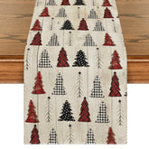 Artoid Mode wood Xmas tree table runner with forest pattern elevates holiday dining.