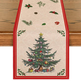 Artoid Mode Xmas Tree Gift table runner in red enhances festive dining
