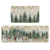 Artoid Mode Xmas trees and deer design kitchen mat adds festive style while protecting floors in high-traffic areas.