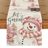 Artoid Mode Xmas Trees Let It Snow table runner front view for festive dining