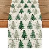 Artoid Mode Xmas Trees Snowflake table runner on festive dining setup for holiday ambiance