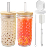ASANMEYO diamond texture jar 24oz with a stylish grip for smoothies