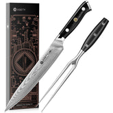 ASETY Damascus carving knife for precise turkey and roast slicing