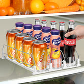 Asika drink organizer in fridge with three-row layout for organized beverages
