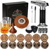 Asovnis whiskey smoker kit in ebony with torch for smoky cocktails.