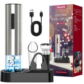 Assark electric wine opener corkscrew uncorks bottles in seconds for effortless hosting.