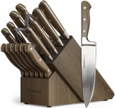 Astercook 17-piece forged knife set block shown for organized storage and quick access.