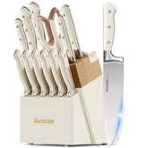 Astercook knife set in wooden block for organized storage and quick access.