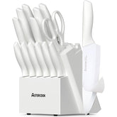 Astercook knife block with 15 piece set, showcasing blades and storage