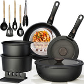 Astercook nonstick rv pots and pans set with ceramic finish for easy food release.