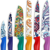 Astercook Paisley pattern knife set in gift box, ideal for gifting