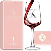 Astonlink initial wine glass in gift box, perfect Valentine's surprise.