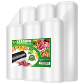 ATSAMFR 8x20 vacuum bags roll showcasing clear bags for easy content identification and freshness.