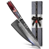 Atumuryou JPCK 8-inch VG10 Damascus blade ready for precise slicing.