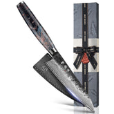 Atumuryou JPCK 5.5-inch utility knife close-up highlighting VG10 core for lasting sharpness.