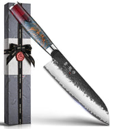 Atumuryou JPCK Santoku knife blade close-up with sharp VG-10 edge for precision cuts.