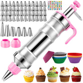 AUKOW cake decorating kit with plunger syringe for smooth frosting control.