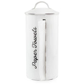 AuldHome Design farmhouse paper towel holder white keeps towels clean and accessible.