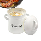 AuldHome Design grease container with strainer and lid for clean storage
