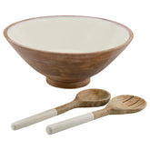 AuldHome Design mango wood salad bowl framed as a stylish centerpiece for gatherings.