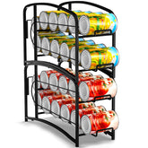 Auledio stackable can dispenser rack in black for organized fridge storage.