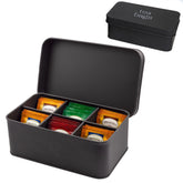 AuldHome Design enamelware tea bag box in black lid keeps tea organized with style.