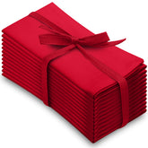 Aunti Em's Kitchen wrinkle-resistant red dinner napkins on a formal table setting