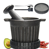 Aurionix cast-iron mortar and pestle ready for grinding spices and herbs.