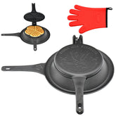 Aurionix cast iron waffle maker on stove for quick, crispy results