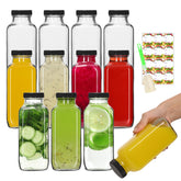 AuroTrends 12 oz glass bottles with lids set – durable and reusable for on-the-go hydration.