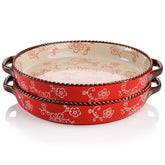 AVLA Sakura Red 9-inch pie pan with gear-edge design for stylish baking