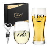 AW BRIDAL Mr Mrs wine glasses set with a modern stemless design for elegant toasts