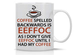AW Fashions Eeffoc coffee mug front view, double-sided print ideal for gifting.