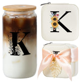 AYGXU Initial K white jewelry box with personalized initials, perfect bridesmaid gift presentation.
