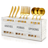 Ayiaren Farmhouse wooden utensil caddy front view for counter organization.