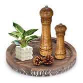 Ayiaren round decorative wooden serving tray as a stylish coffee table centerpiece.