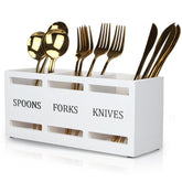 Ayiaren wooden silverware holder with 3 compartments keeps cutlery organized and easy to reach.