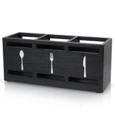 Ayiaren wooden silverware holder with three compartments keeps spoons, forks, and knives organized.