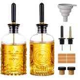 Baalaka olive oil dispenser set with 7oz glass bottles for elegant kitchen storage