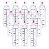 Baaxxango 8oz squeeze bottle with clear body and red cap for precise pouring.